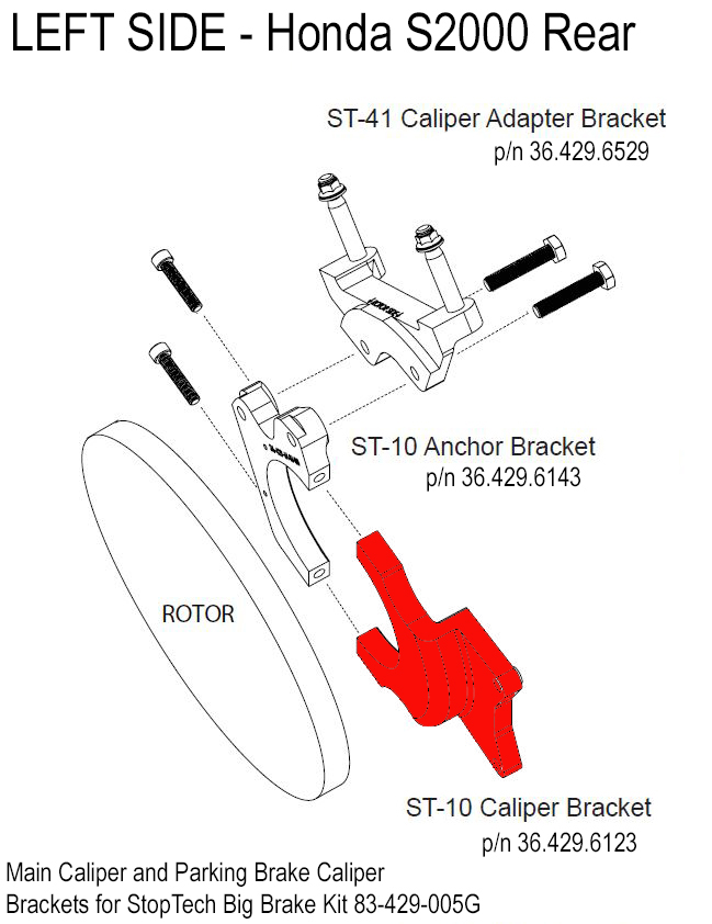 Parking brake caliper bracket for rear 345mm BBK (Fits 83-429-005G, 83-435-005G) - Left UNAVAILABLE