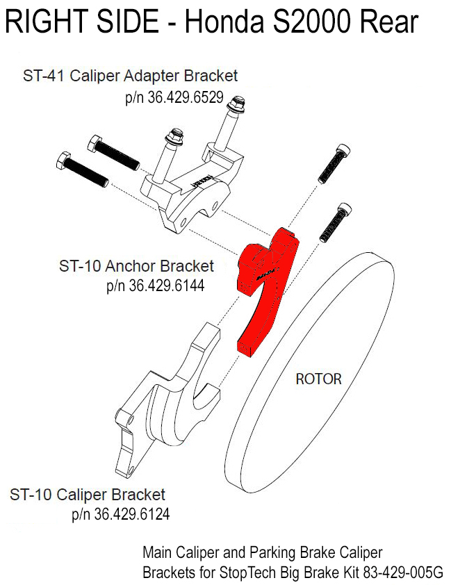 Parking brake anchor bracket for rear 345mm BBK (Fits 83-429-005G, 83-435-005G) - Right UNAVAILABLE